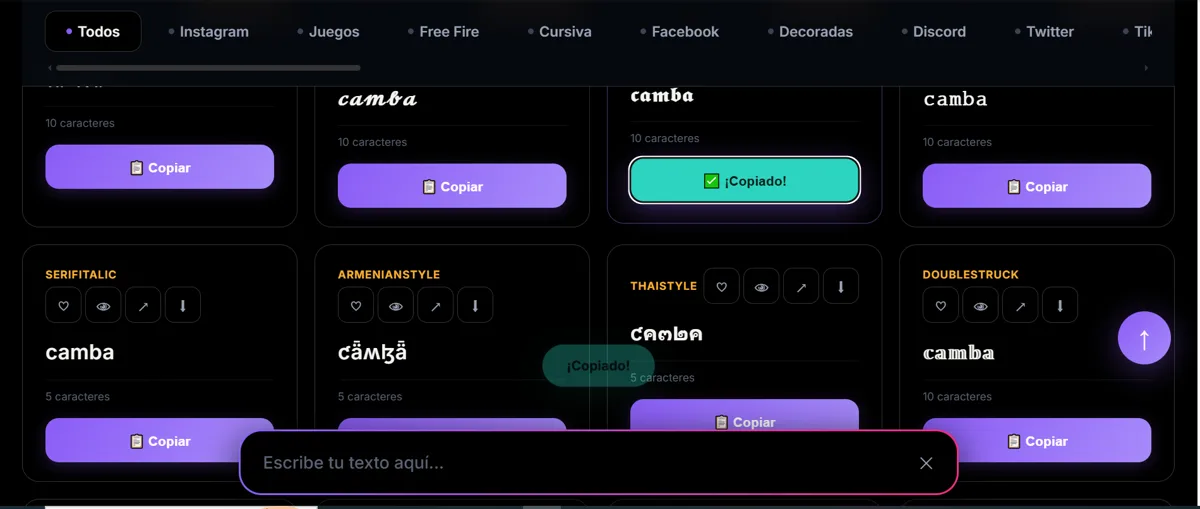 Botón de copiado de nombres de Free Fire